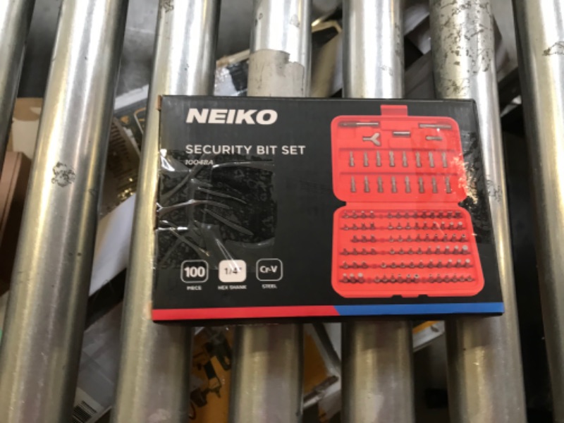 Photo 3 of NEIKO 10048A Security Bit Set |100-Piece Set | Cr-V Steel | 1/4-inch Adapters | Phillips | Slotted | Hex | Torx Star | Tamperproof | Pozi | Square | Spanner | Torque | Tri-Wing | Clutch | Spline 100 Piece