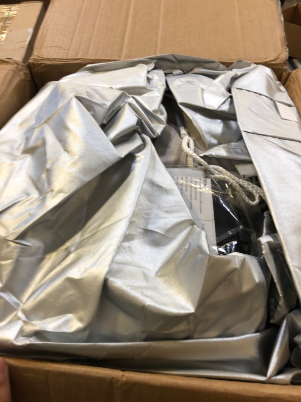Photo 1 of FRUNO Oxford Cloth Travel Trailer RV Cover 27'8"-30' Waterproof Rip-Resistant Anti-UV Camper Cover for Winter Snow with Jack Cover 4 Tire Covers and Gutter Covers 27'8" ~ 30' Silver