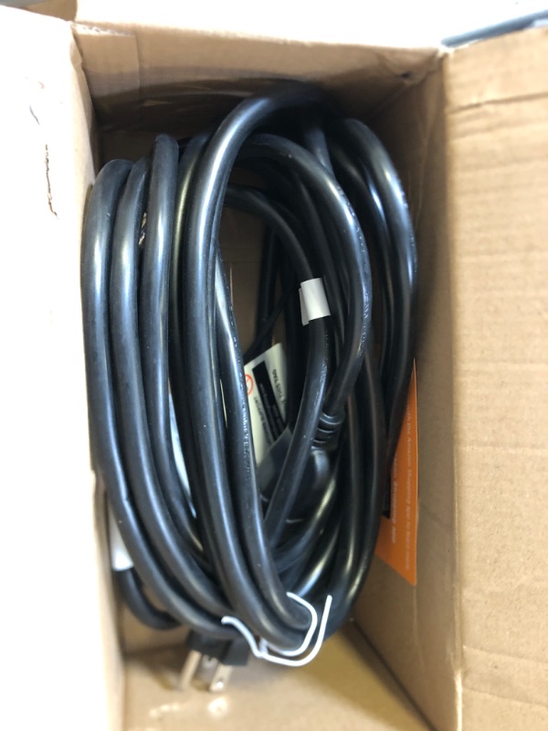 Photo 2 of 25 Feet Outdoor Extension Cord Waterproof Deep Black 16 AWG 3 Prong, Flexible Long Wires Perfect for Home or Office Use, UL Listed 25FT Black