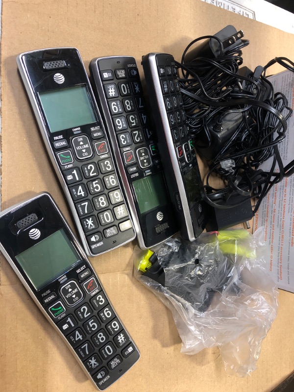 Photo 2 of AT&T CL82413 DECT 6.0 Cordless Phone with Answering System - 4 Handsets, Black (ATTCL82413)