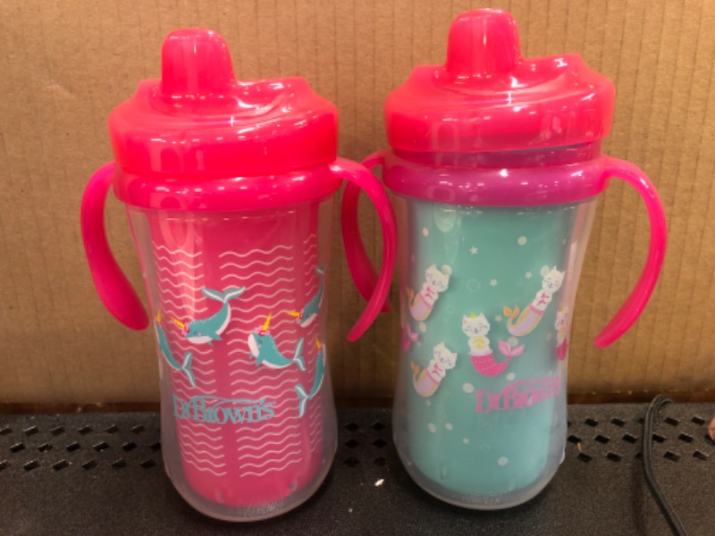 Photo 2 of Dr. Brown’s Milestones Hard Spout Insulated Sippy Cup with Handles, Pink, 10 oz, 2 Pack, 12m+