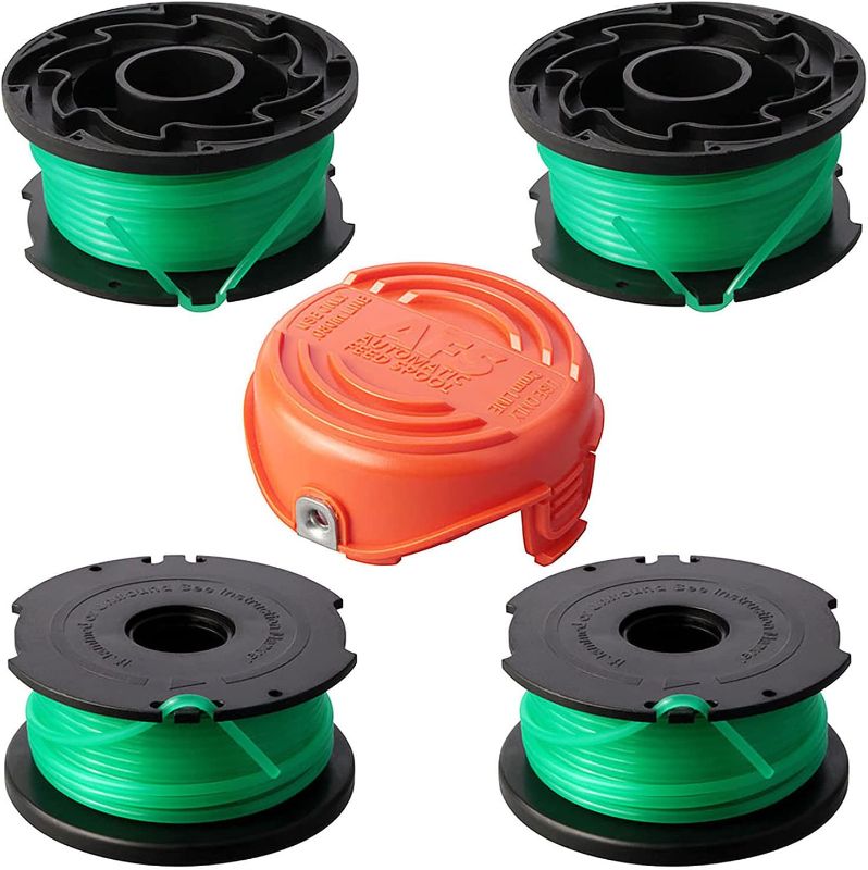 Photo 1 of Eyoloty SF-080 Trimmer Replacement Spools Compatible with Black Decker SF-080-BKP GH3000 GH3000R LST540 LST540B Weed Eater 20ft 0.080" Edger Refills with 90583594 Cover Cap (4 Spool, 1 Cap)