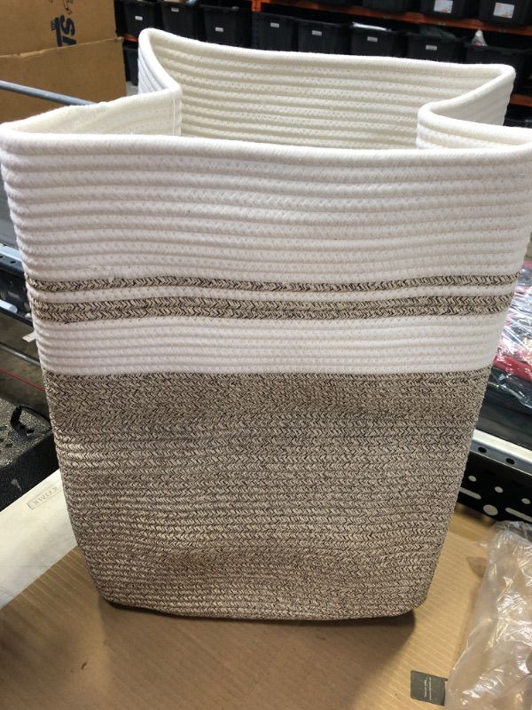 Photo 3 of  Rectangular Storage Basket, Cotton Rope Woven Hamper 