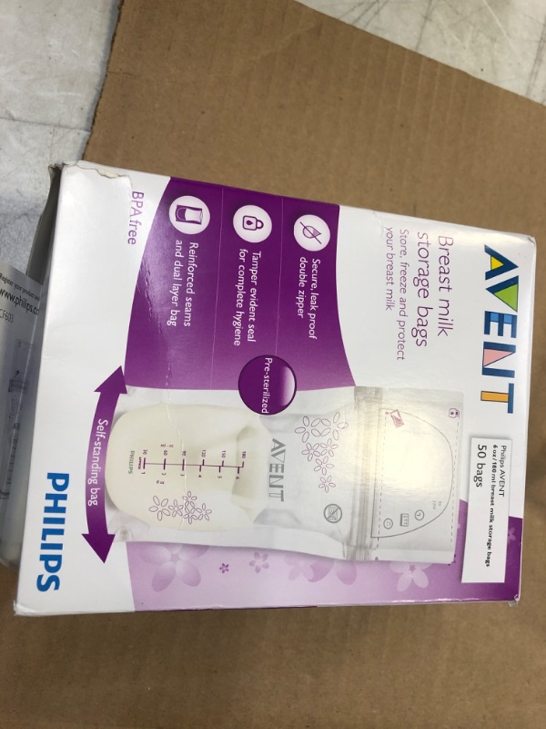 Photo 2 of Philips AVENT Breast Milk Storage Bags, Clear, 6 Ounce, 50 Pack, SCF603/50