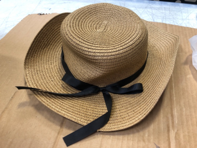 Photo 1 of BESTOYARD Women Straw Sun hat Foldable Bowknot Hat Summer Straw Hat Sunshade Cap Seaside Cap
