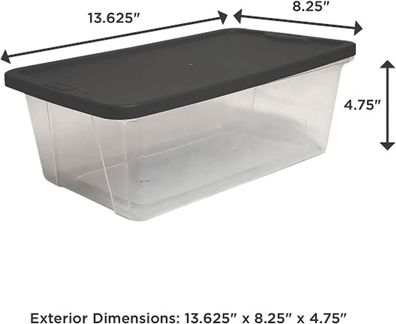 Photo 1 of  HOMZ Snaplock Clear Storage Bin with Lid Gray Lid 6 QT