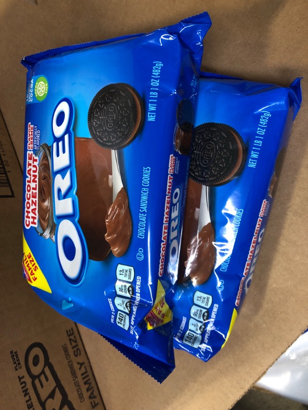 Photo 2 of 2pack OREO Chocolate Hazelnut Flavored Creme Chocolate Sandwich Cookies, Family Size, 17 oz---exp date 07/2023