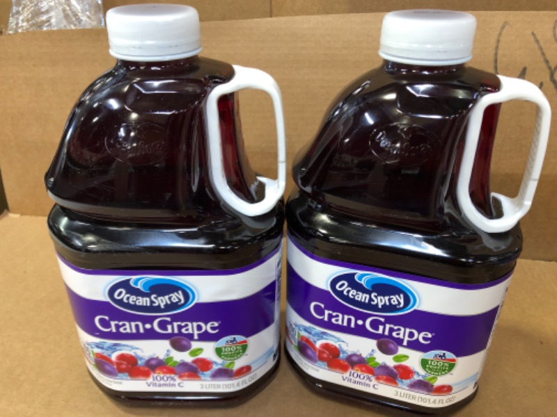 Photo 1 of 2pcs Ocean Spray Juice Drink, Cran-Grape, 3 Liter Bottle Cran-Grape 101.4 Fl Oz  ---04/2024