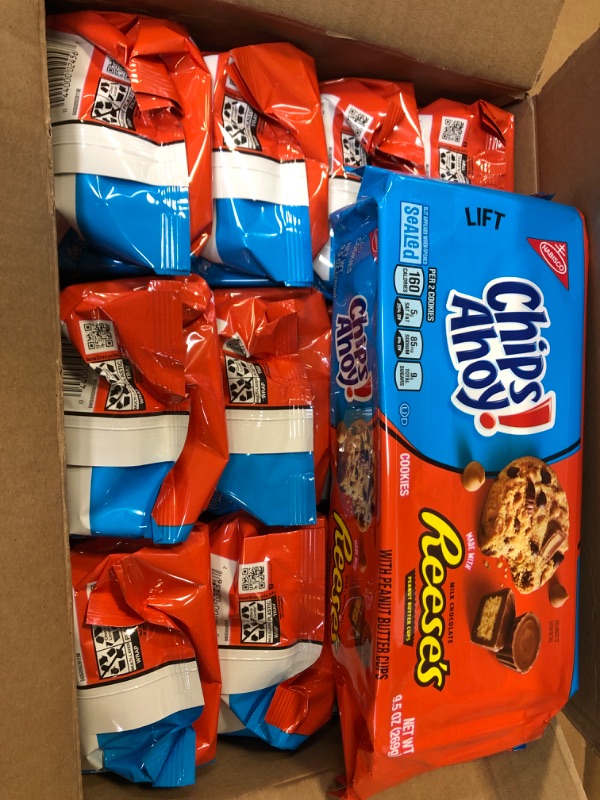 Photo 2 of 12pack Nabisco Chips Ahoy! Chocolate Chip Cookies, with Reese's Peanut Butter - 9.5 oz tray-------exp date 10/2023