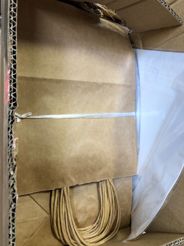 Photo 2 of 100Pcs 8x4.25x10.5 Inch Brown Kraft Paper Bags with Handles Bulk Small Gift Bags,Party Bags, Shopping Bags,Retail Bags,Merchandise Bags,Favor Bags,Business Bags