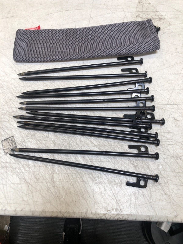 Photo 2 of 12 Pack Tent Stakes Heavy Duty Metal Tent Pegs for Camping Steel Tent Stakes 16 inch Unbreakable and Inflexible