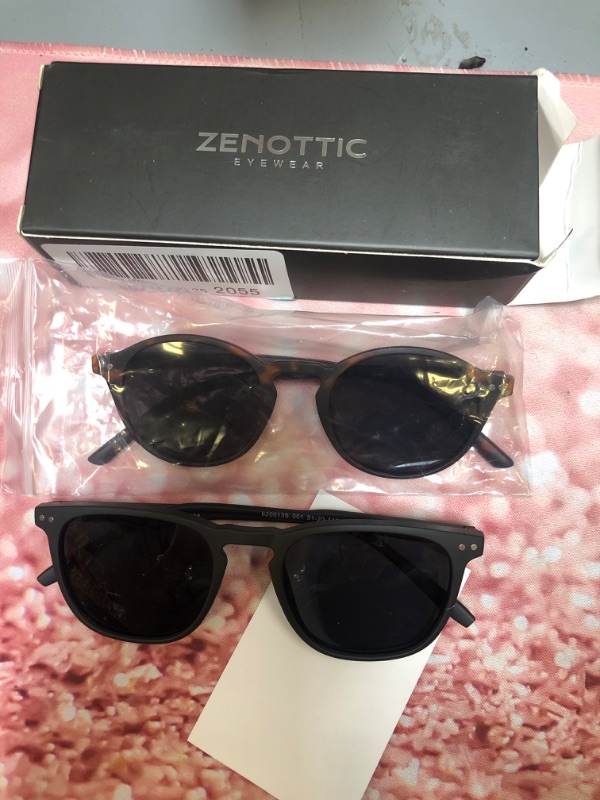 Photo 2 of ZENOTTIC Polarized Sunglasses for Women Men: Retro Shades Round | Square Frame UV Protection 2 Pack