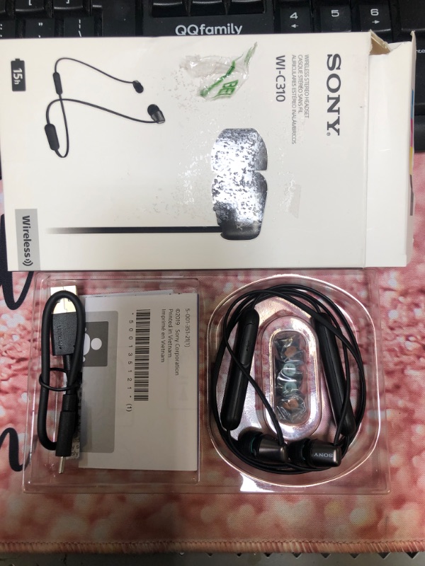 Photo 2 of Sony Wireless in-Ear Headset/Headphones with Mic for Phone Call, Black (WI-C310/B)