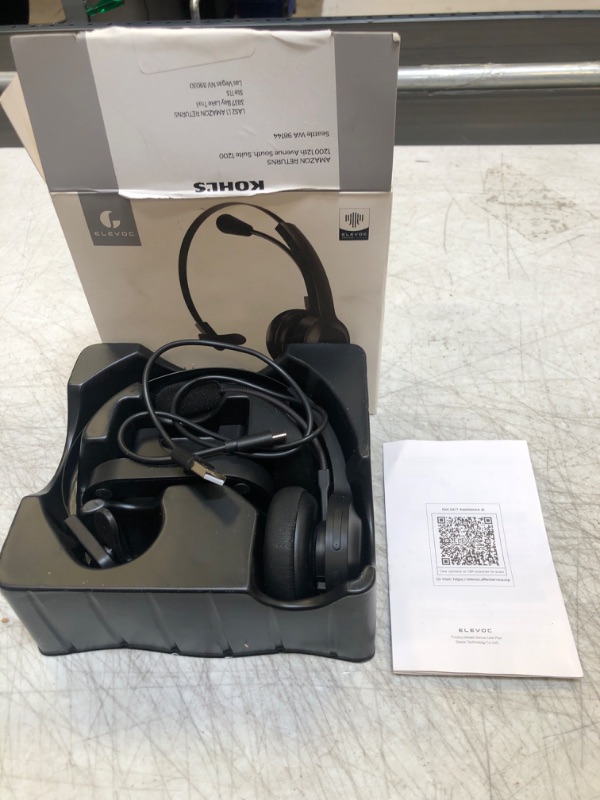 Photo 2 of ELEVOC Trucker Bluetooth Headset with Microphone, Wireless Headset with AI Noise Cancelling 35 Hrs Talk Time with Mute Button for Trucker, WFH, Skype, Zoom Meeting, Call Center