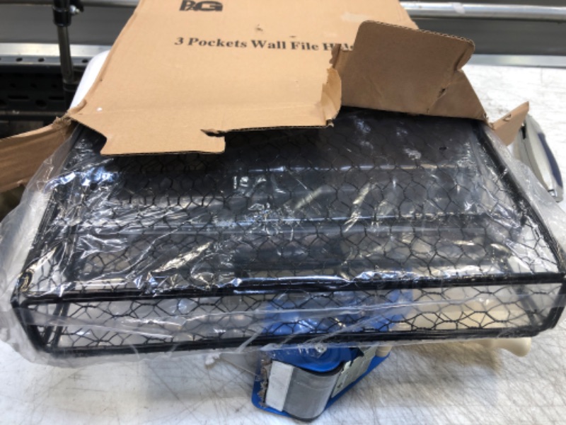 Photo 1 of Magazine Rack,Magazine Holder,3 Pockets Hanging File Organizer,Mesh Rack, Folder and Mail Holder for Wall, Metal Chicken Wire Baskets with Tag Slot,literature,catalogs,mail,letters,charts,brochures notebooks holder rack