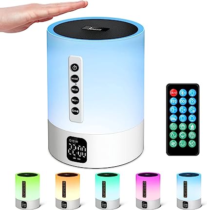 Photo 1 of Alarm Clock Night Light Bluetooth Speaker, Juylux Bedside Lamp with Smart Touch Sensor for Kids Boys Girls Teens, Sleeping Helper with Dimmable 48 RGB Color Changing, MP3 Player with Micro SD/U Disk