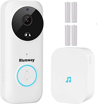 Photo 1 of BlumWay Video Doorbell Camera, Security Video Doorbell Wireless WiFi with Motion Detector, 1080P Video, 2-Way Audio, Night Vision, 4 Rechargeable Battery, Support Cloud Storage/SD Card