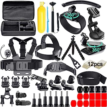 Photo 1 of Appolab 61 in 1 Action Camera Accessories Kit for AKASO EK7000 GoPro Hero 11 10 9 8 7 6 5 4 Hero Session Gopro Max Insta360 Xiaomi Yi DJI AKASO Campark Action Camera (61 in 1)