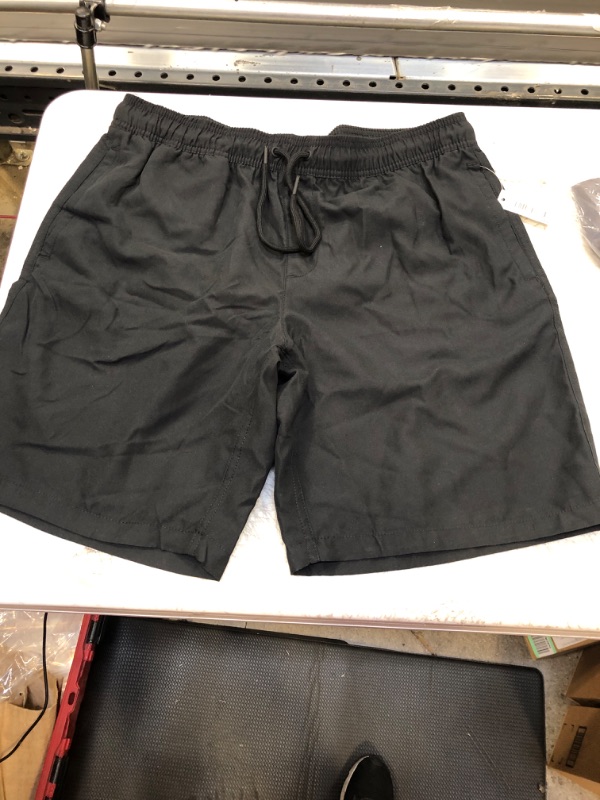 Photo 2 of Amazon Essentials Men's 9" Quick-Dry Swim Trunk Large Black