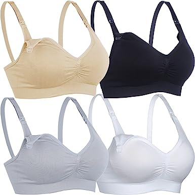 Photo 1 of BAOMOSI Womens Nursing Bra for Breastfeeding Seamless Clip Down Push Up Padded Maternity Bras 4-Pack SIZE S/M 