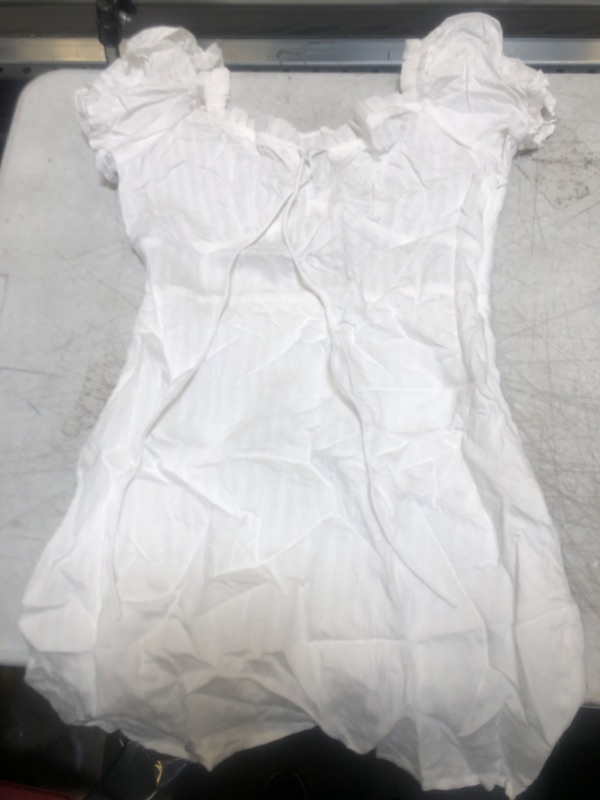 Photo 1 of Dresses for Women 2023 Casual Women'S Sexy Collar Short Sleeved Hollow Backless Strappy Dress,White med