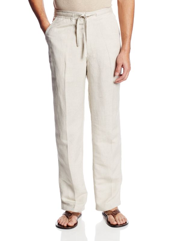 Photo 1 of Cubavera Men's Drawstring Pants in Natural Linen Beige, Size XL Inseam 30, Linen Blend
