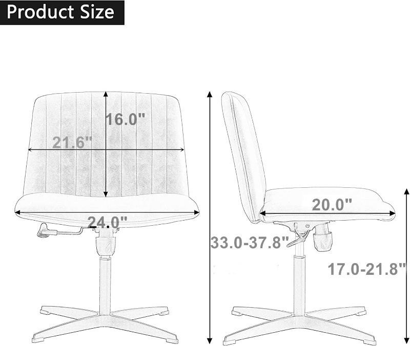 Photo 2 of ESTRUCO Armless Wide Office Chair Fabric Padded Desk Chair No Wheels Task Vanity Chair Swivel Home Office Desk Chair 120°Rocking Mid Back Computer Chair for Make Up (Mix-Pink)
