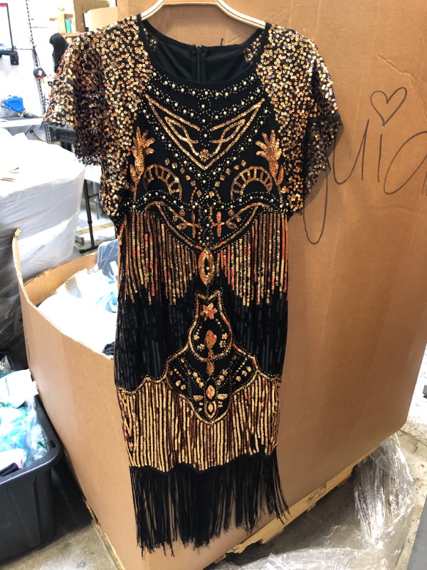 Photo 2 of BABEYOND Women's Gatsby Dress 1920s Flapper Short Dress Sequin Beaded Fringe Dress for Party SIZE M 
