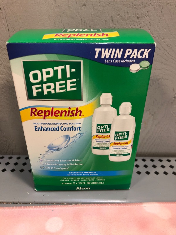 Photo 1 of exp --11-30-2025------Opti-Free Replenish Multi-Purpose Disinfecting Solution with Lens Case, Twin Pack, 10-Fluid Ounces Each - 2 Count(Pack of 1)