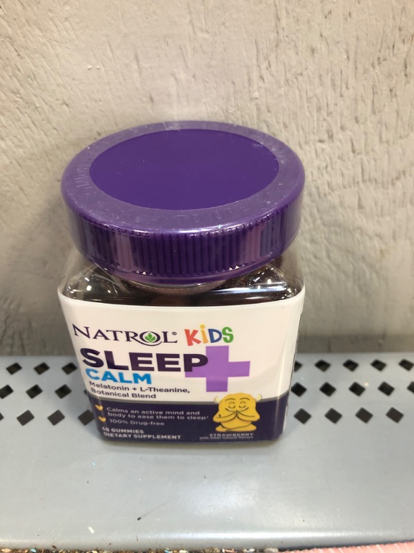 Photo 2 of exp---07-2023------------Natrol Kids Sleep+ Calm, Drug Free Sleep Aid Supplement, Calm an Active Mind, Ease to Sleep, Melatonin and L-Theanine, 60 Strawberry Flavored Gummies Sleep + Calm