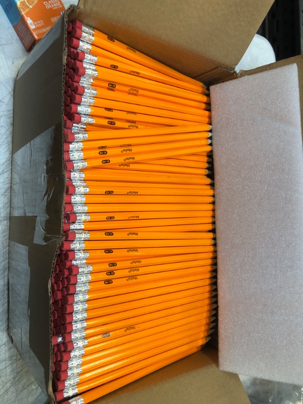 Photo 2 of Madisi Wood-Cased #2 HB Pencils, Yellow, Pre-sharpened, Bulk Pack, 1000 pencils