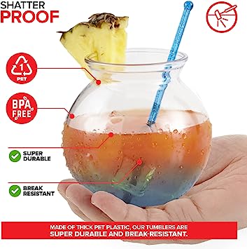 Photo 1 of [3 Pack] 27 Ounce Largest Mini Plastic Fish Bowls for Decoration - Fun Sized Plastic Fish Bowls for Drinks to Start the Party - Clear Plastic Vase for Stunning Centerpieces - Plastic Fish Bowl Set