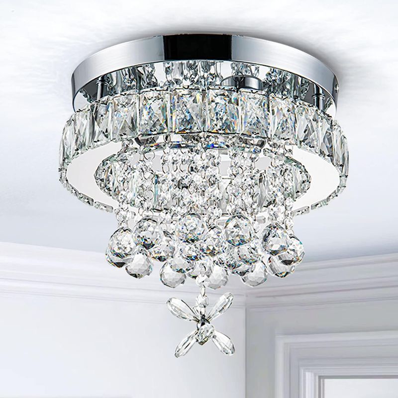 Photo 1 of DSLITING Modern Chandelier Crystal Flush Mount Chandelier Ceiling Light LED 12inch Small Crystal Chandelier Light Fixture Bedroom Chandelier for Closet,Hallway,Living Room,6000K
