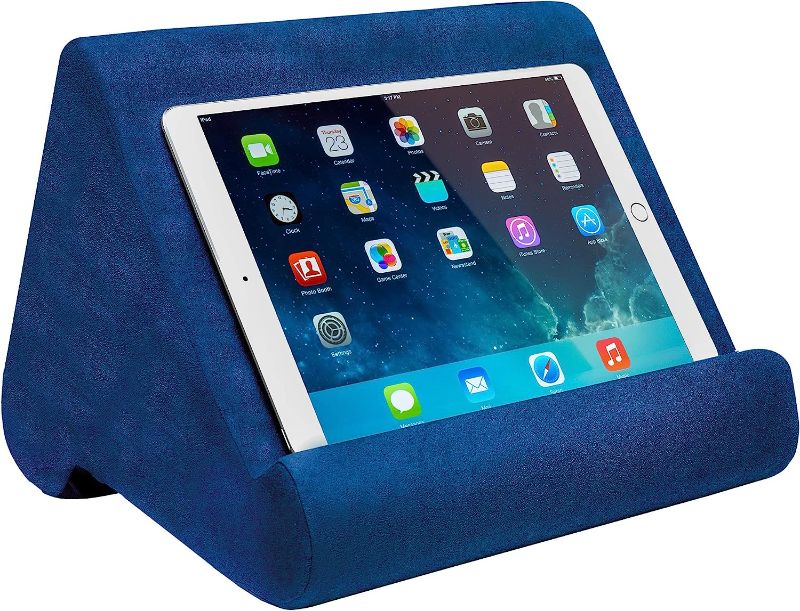 Photo 1 of Ontel Pillow Pad Ultra Multi-Angle Soft Tablet Stand, Blue - Comfortable Angled Viewing for iPad, Tablets, Kindle, Smartphones, Books, Magazines, and More
