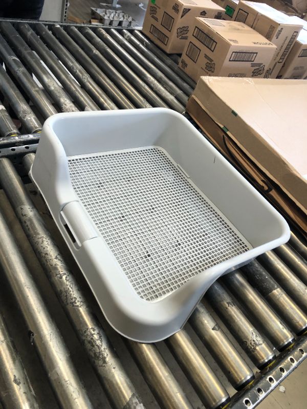 Photo 1 of [DogCharge] Indoor Dog Potty Tray – with Protection Wall Every Side for No Leak, Spill, Accident - Keep Paws Dry and Floors Clean (Tray Only, Grey)
