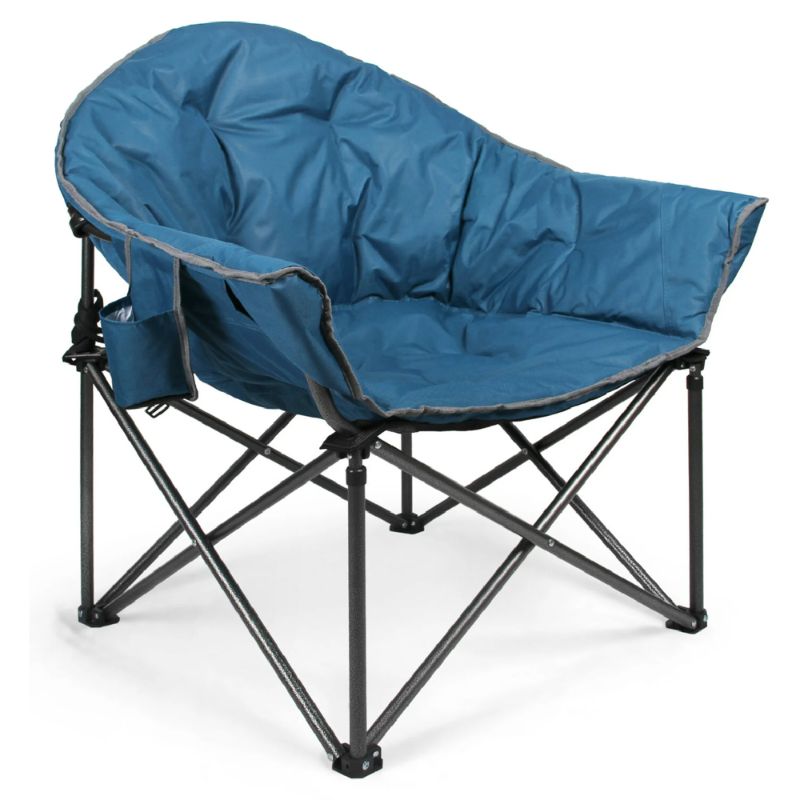 Photo 1 of Alpha Camp Oversized Foldable Club Camping Chair Saucer Padded Moon Round Chair With Cup Holder, Faience
