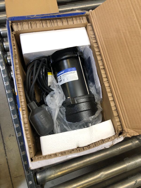 Photo 2 of Acquaer 1/2HP Submersible Sewage/Effluent Pump, 6000 GPH, Cast Iron, Automatic Tethered Float Switch, 115V Sump Pump for Septic Tank, Residential Sewage, Basement, 2'' NPT Discharge 1/2 HP