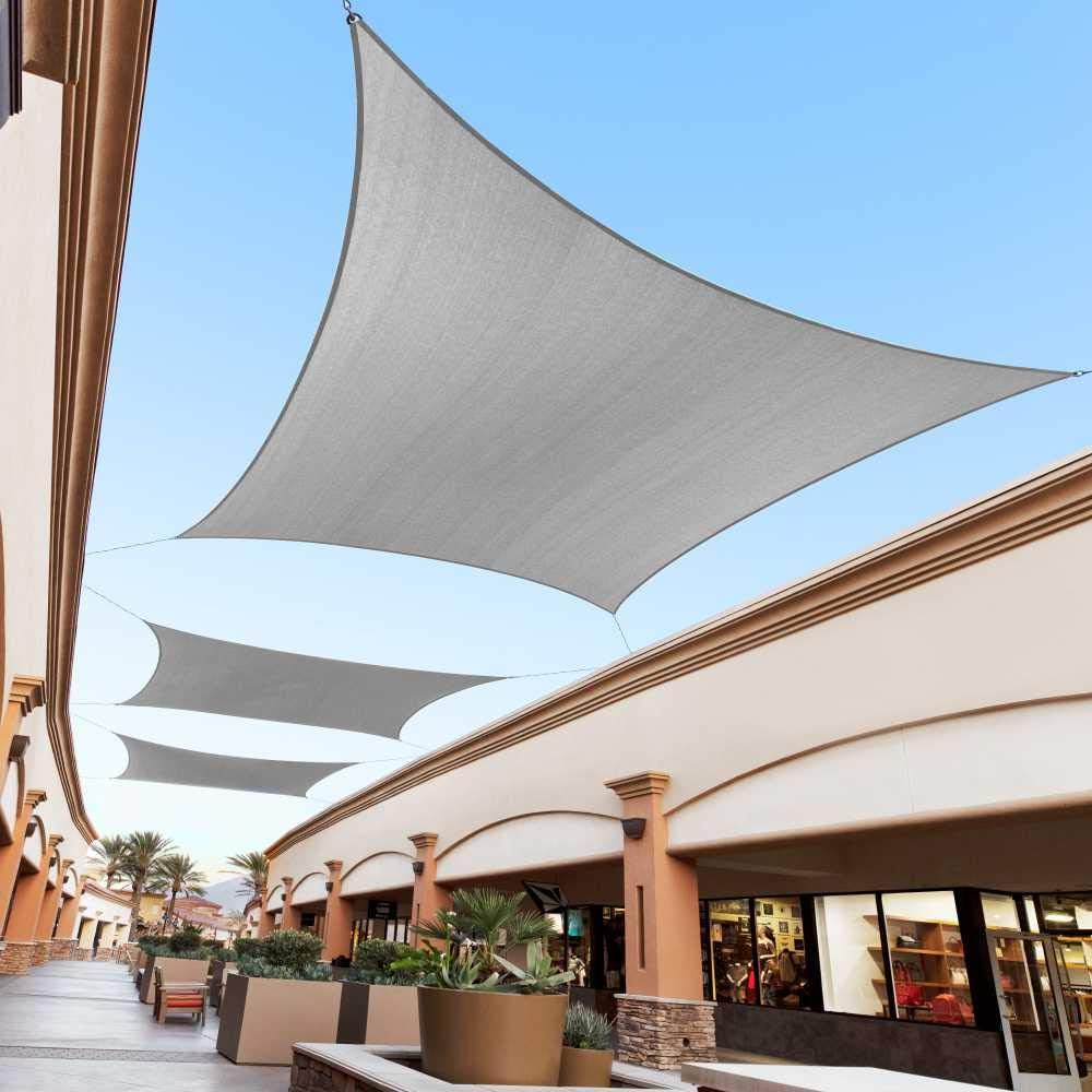 Photo 1 of 10' x 20' Grey Rectangle Sun Shade Sail Custom Size Order to Make rsTAPR1020 Canopy Mesh Up to 95% UV Block - Grey