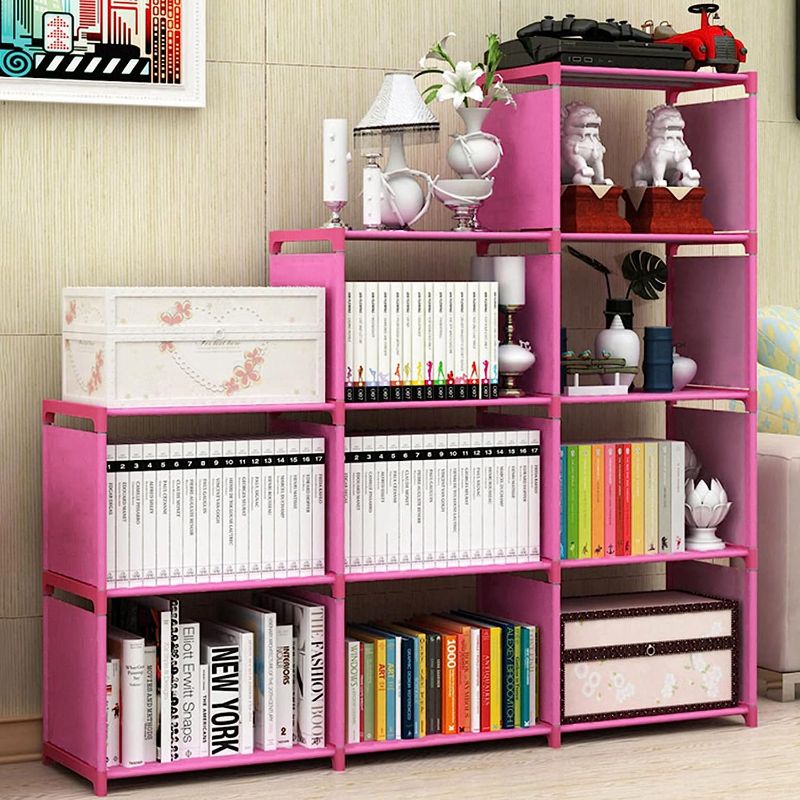 Photo 1 of Angotrade Book Shelf Book Shelves 30 inch Bookcase Folding Book Shelves Bookshelf (Pink - 9 Cube)
