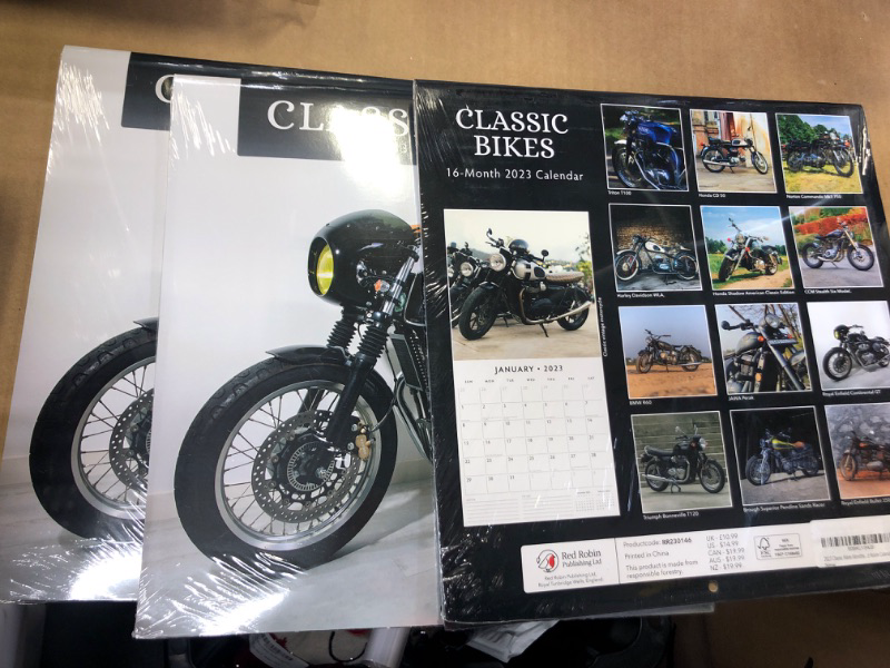 Photo 2 of 3--pcs 2023 Classic Bikes Monthly Wall Calendar by Red Robin Calendars 12" x 12"