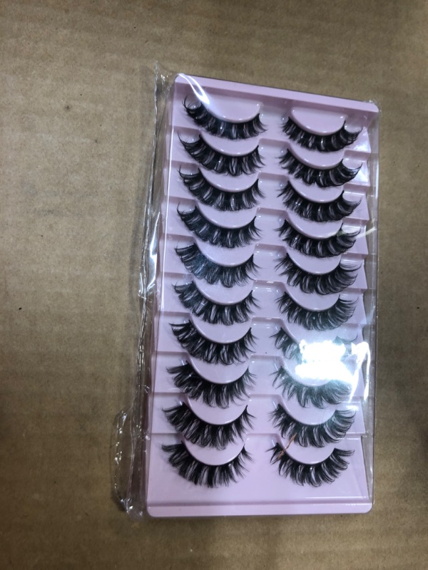 Photo 2 of Natural Band Faux Mink Lashes, Cat Eye Lashes D Curl 10-17mm Semi-dramatic Eyelashes, Reusable, 3D Multi-Layered Invisible Band Eyelashes ,Fluffy Volume Long Thick Lashes Pack-10 Pairs (DD-027)