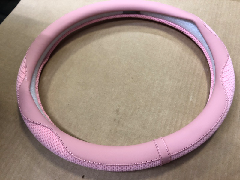 Photo 1 of  Steering Wheel Cover Toopca Leather Wheel Cover for Car Anti-Slip Car Steering Wheel Protector for Women,Fit Cars,Suvs,Trucks 14 1/2 to 15 inch,Pink
