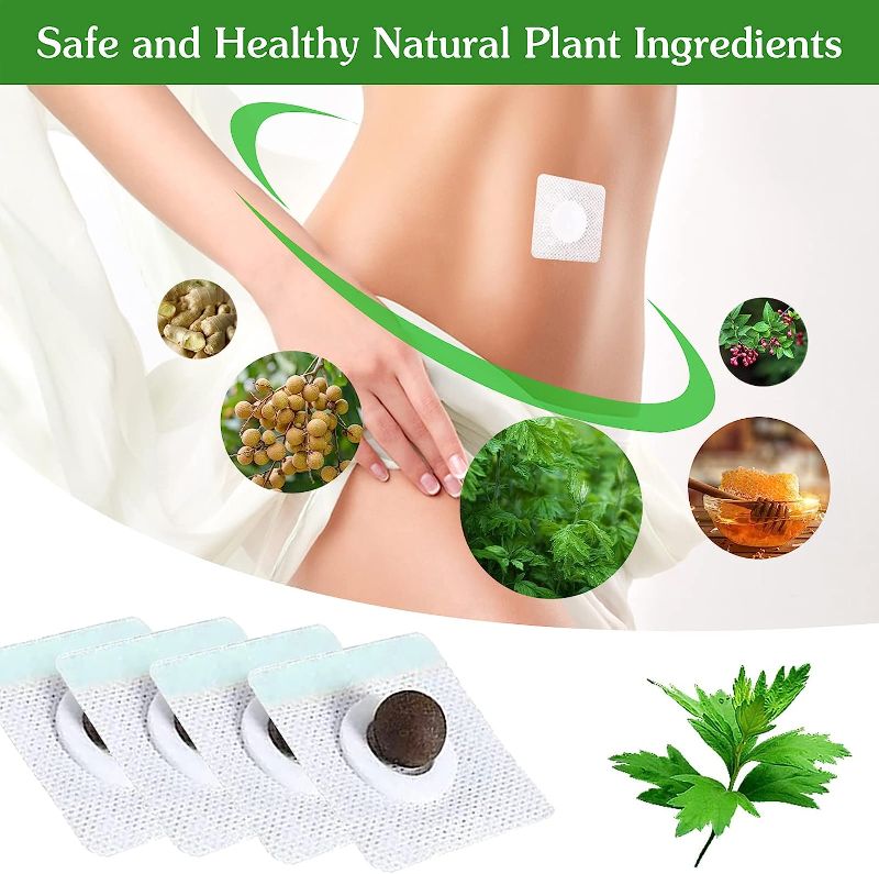 Photo 1 of 2 Boxes Mugwort Belly Patch,60Pcs Natural Wormwood Essence Pills and 60Pcs Belly Sticker, Moxa Hot Moxibustion Navel Wormwood Sticker (60)