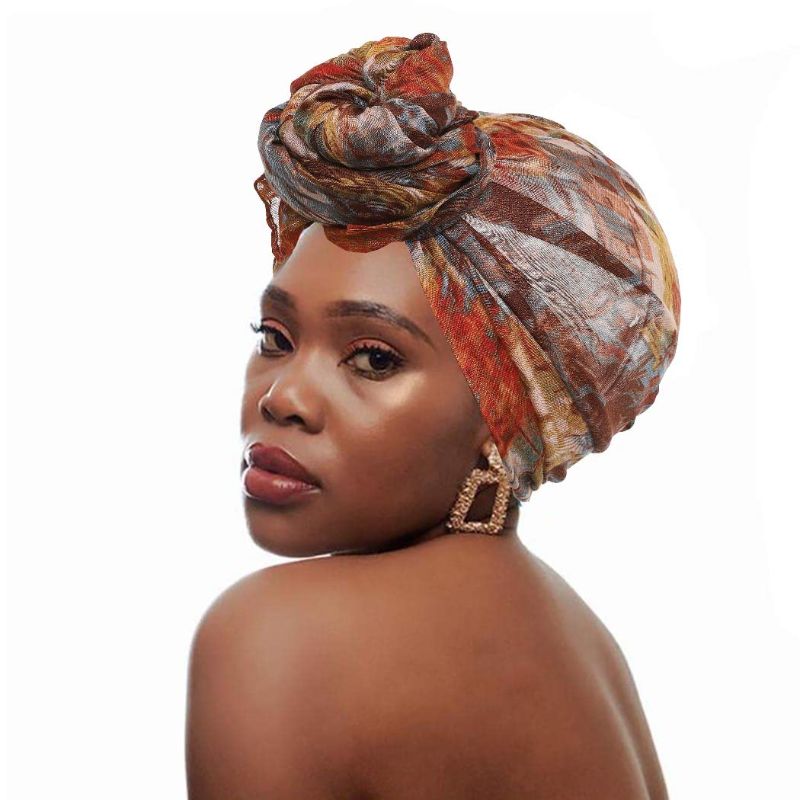 Photo 1 of CAKURE African Head Wrap Long Head Scarf Soft Headwraps Print Headband Wide Turban for Women and Girls Pack of 1
