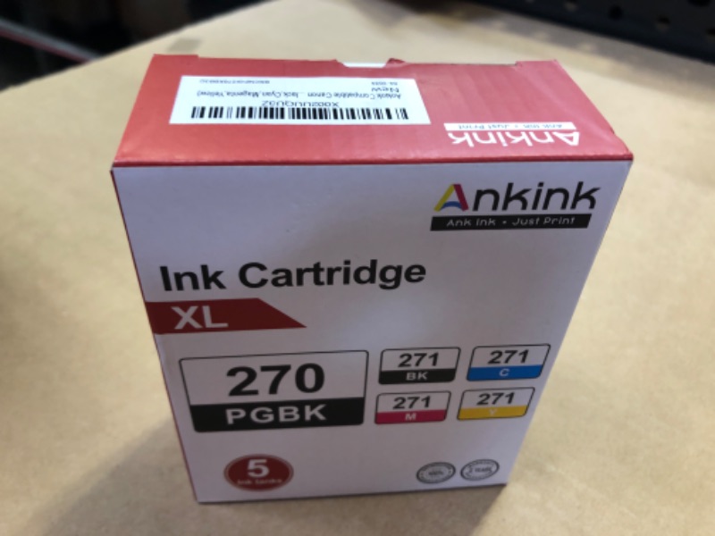 Photo 1 of Ankink Compatible Canon Ink Cartridge PGI-270XL&CLI-271XL use PIXMA MG5720 MG6821 MG7720 TS6020 TS8020 TS9020 Printer 270 271 XL Combo Pack(PGI-270:PGBK,CLI-271:Black,Cyan,Magenta,Yellow)