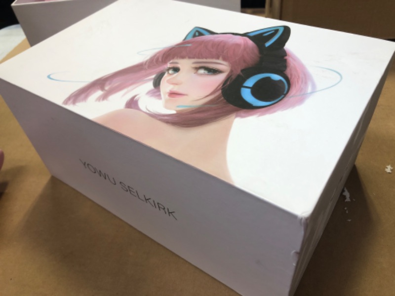 Photo 4 of YOWU RGB Cat Ear Headphone 3G Wireless 5.0 Foldable Gaming Pink Headset with 7.1 Surround Sound, Built-in Mic & Customizable Lighting and Effect via APP, Type-C Charging Audio Cable -Pink