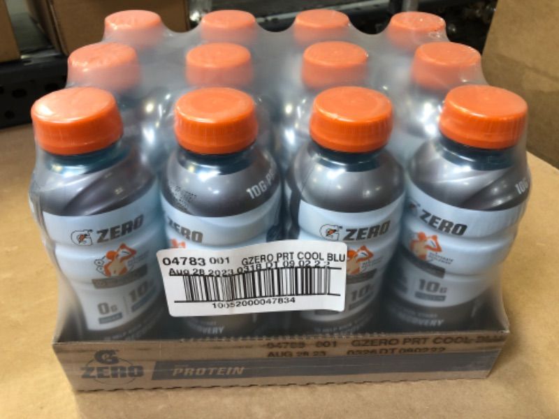 Photo 1 of Gatorade Zero With Protein, 10g Whey Protein Isolate, Zero Sugar, Electrolytes, Cool Blue, 16.9 Fl Oz, 12 Pack