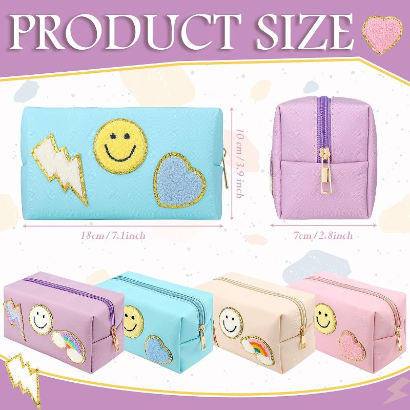 Photo 2 of 4 Pcs Makeup Bag PU Leather Cosmetic Organizer 
