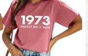 Photo 1 of M---Feminist Graphic Shirt Women's Rights Pro Choice T-Shirts Protect Roe v Wade 1973 Tee Sarah Weddington Supporter Top
