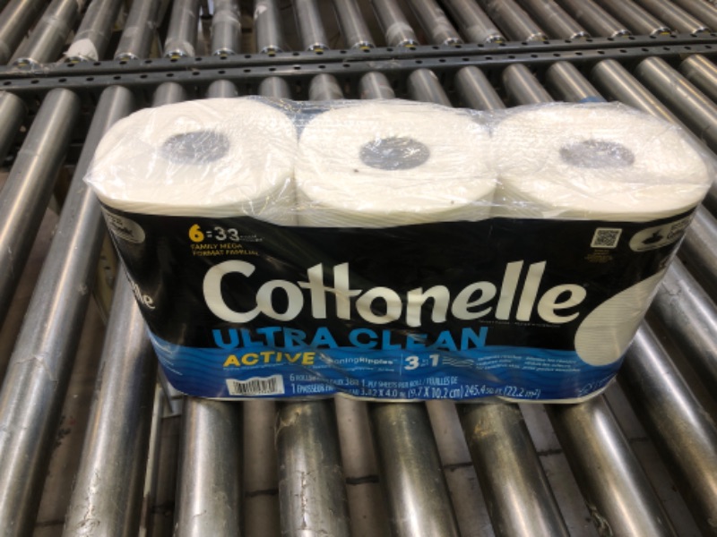 Photo 2 of Cottonelle Ultra Clean Toilet Paper with Active CleaningRipples Texture, Strong Bath Tissue, 6 Family Mega Rolls (6 Family Mega Rolls = 33 Regular Rolls), 388 Sheets per Roll